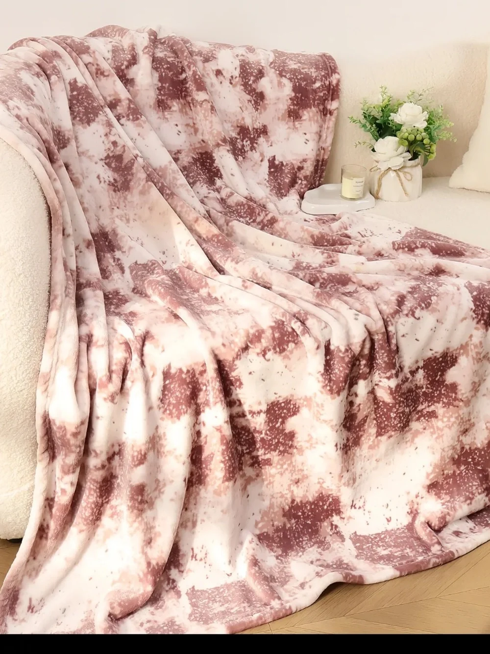Plush Marbled Rose Throw Blanket - Home Bedding